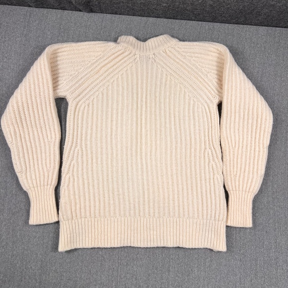 Everlane Cream 100% Wool Chunky Knit Crew Neck Sweater XXS Preppy Quiet Luxury - Picture 4 of 8